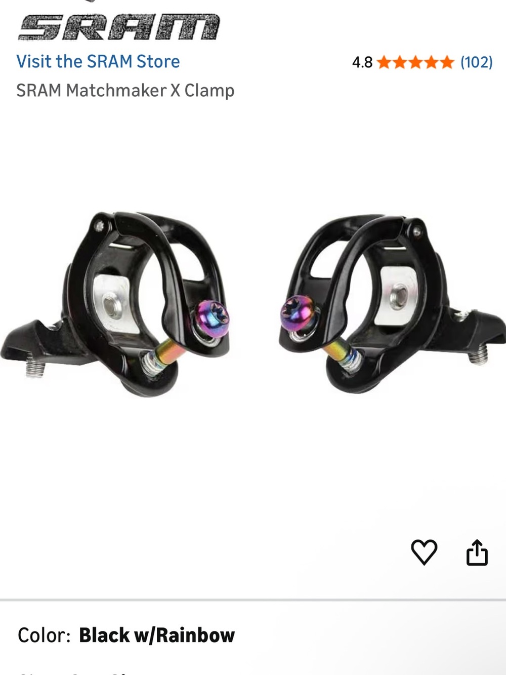 SRAM Matchmaker X Clamp, Black with rainbow, set of two